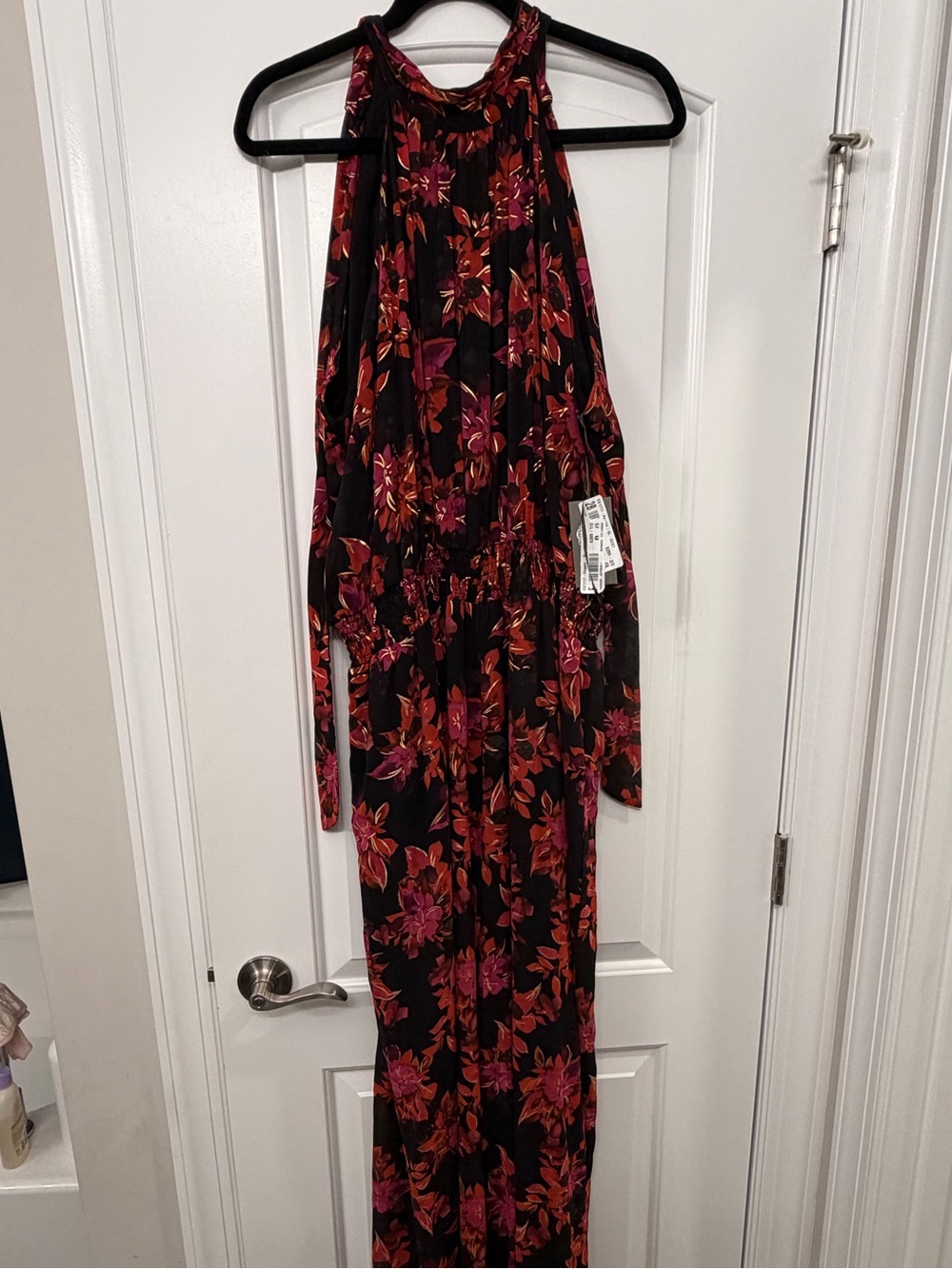 Black Floral Halter Jumpsuit- Vince Camino